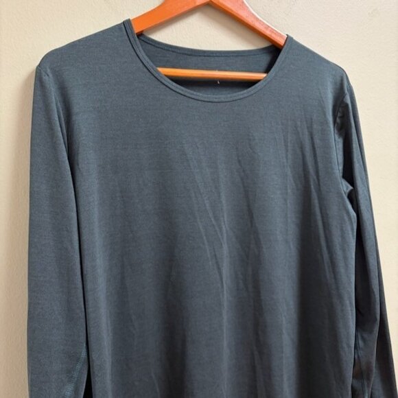 QUINCE Women Flowknit Breeze Long Sleeve Top Green Size L Stretch Active Comfort - Picture 2 of 10